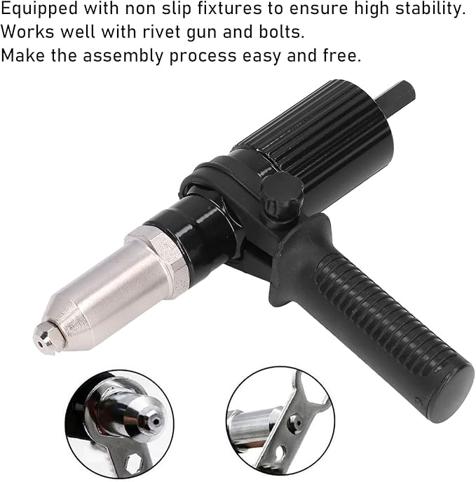 Electric Riveting Gun Adapter, Rivet Gun Accessory, Electric Drill Rivet Machine, Grab Rivet and Nail, Electric Drill Rivet Gun Adapter, Power Hand Tool Riveting Kit