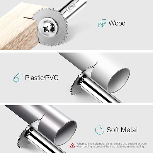Prozwee 5PCS Rotary Drill Saw Blades,with 2PCS 1/4" Hex Shank,HSS Saw Disc Wheel Cutting Blades for Drills Rotary Tools