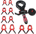 POWERTEC 72208 Deluxe Quick Release Strap Clamp and Spring Clamps Set | Woodworking Frame Clamping Strap Holder with 10 Spring Clamps from 2" - 4"