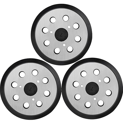 Sander Pad Replacement for Dewalt, 3 Pack 5" 8 Hole Hook and Loop Orbital Sander Metal Pads Compatible with DeWalt DW420 DW421 DW422 DW423 DW426 D26451 D26453 Orbital Sander (3 Screw Holes)
