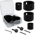 9PCS Hole Saw Kit (1-1/4" to 2-1/8"|32-54mm) with Mandrel & Accessories Cutter for Soft Wood, PVC Board & Home Projects