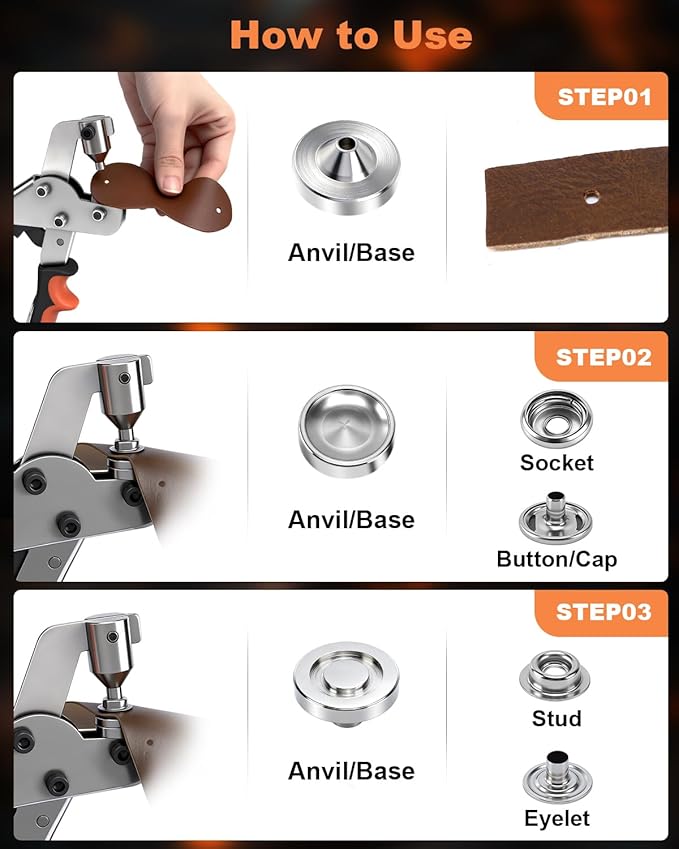 UCEC Snap Fastener Tool & Heavy Duty Snap Fastener Kit with 280 pcs 15mm Boat Cover Snaps, Professional Snaps Installation Tool for Boat Covers, Tarps, Leather & Fabric Repair