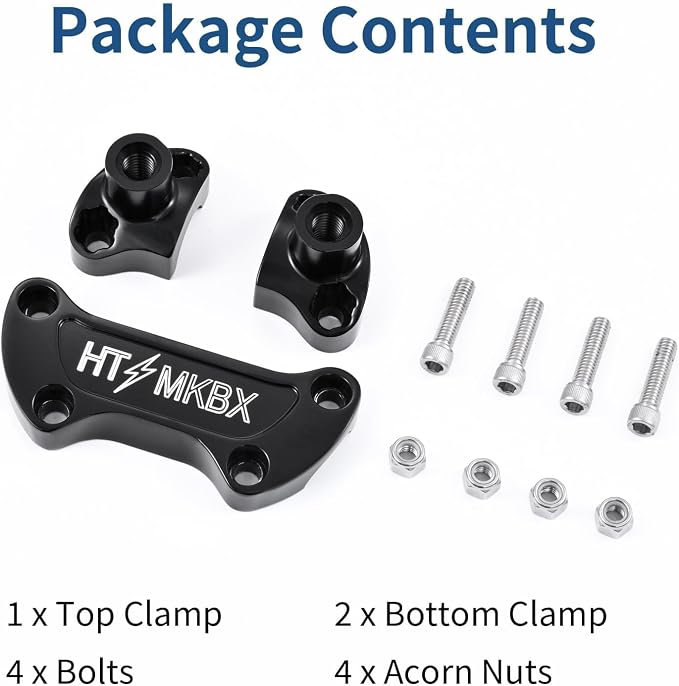 Black 1 inch Handlebar Riser Top Clamp Kit, 7075 Aluminum Bar Riser for 1” Handlebars, Fits Harley Touring Sportster Softail Dyna Models