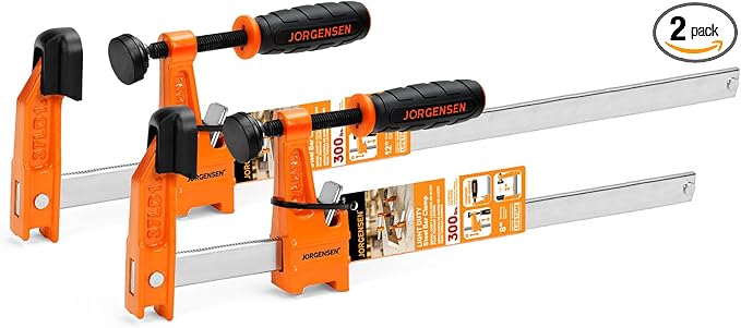 Jorgensen 2-Piece Steel Bar Clamp Set, Light Duty F-Clamp, 8-inch & 12-inch