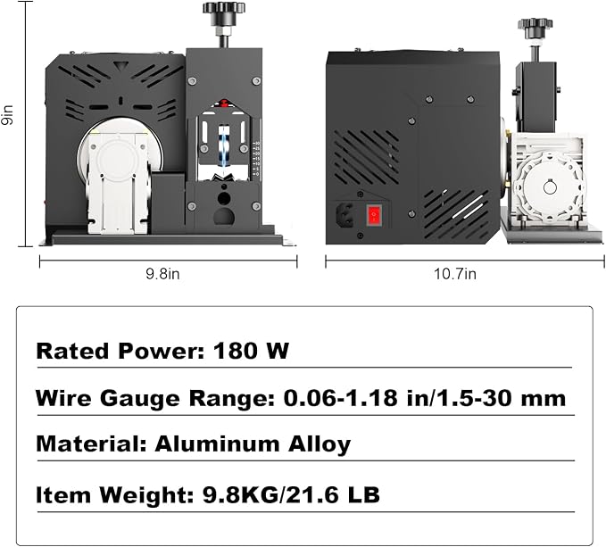 Electric Wire Stripper Machine, 0.06"-1.18" Automatic Wire Stripping Machine, Wire Stripping Tool for 1.5-25 mm Scrap Wire, Copper Wire Stripper Power Tool for Leftover Cable Recycling