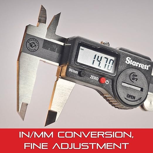Starrett Stainless Steel IP67 Electronic Slide Caliper - 0-8" Range, .0005" Resolution, LCD Display, Fine Adjustment, Slide Lock, in/mm Conversion - 798A-8/200