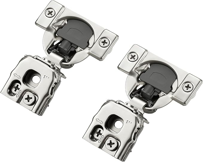 2 Pack 1 Pair 1 inch Overlay Soft Close Hinges for Kitchen Cabinet Hinges Satin Nickel Hidden Hinges Stainless Steel Concealed Hinge self Closing