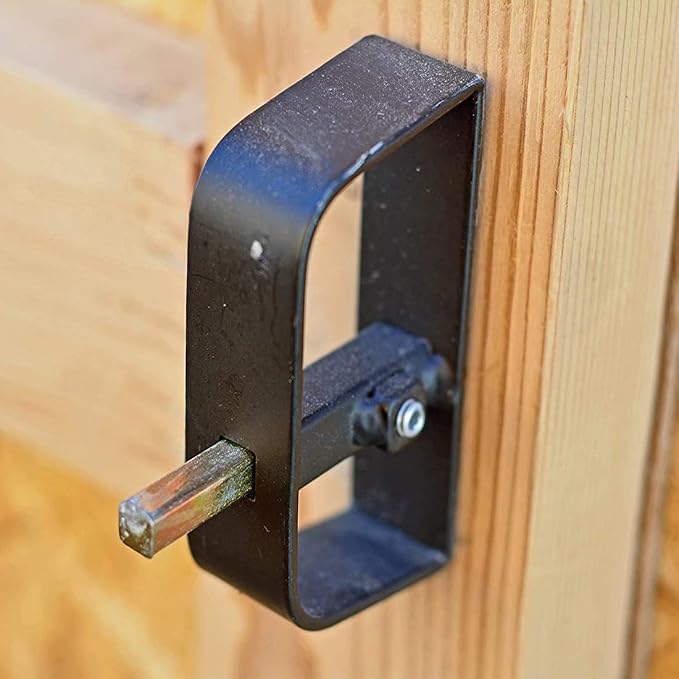 HauSun Shed Door Handle Lock Kit 4-1/2" L Handle with 2 Keys and 2 Screws, 4-1/2" Stem for Shed, Gate, Barn, Garage, Playhouse, Chicken Coop Door Lock and More, Black (L Handle) (Pack of 2)