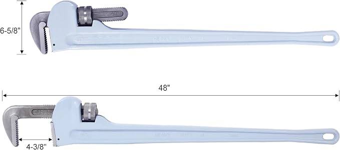 Pipe Wrench 48 Inch, Rigid Pipe Wrench Sets Aluminum adjustable, Professional Heavy Duty Hangable Design for Plumbing, Home, Vehicle Repair (48'' Pipe Wrench)