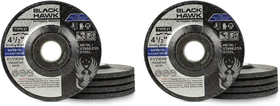 BHA 4.5" x1/4" x7/8" Metal Grinding Wheels for Angle Grinder - 10 Pack