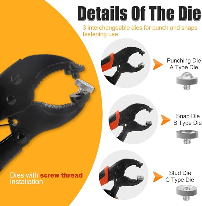 NVAAV 60-Set Snap Fastener Tool Kit, 15mm Metal Snap Buttons + Heavy Duty Pliers for Leather, Boat Cover Snaps, DIY Covers, and Canvas Snap Replacement