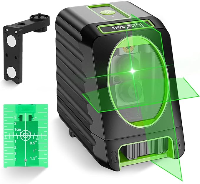 Laser Level Self Leveling, Huepar Box-1G 150Ft Green Cross Line Laser for Picture Hanging, Tile, Decoration & DIY Construction – 360° Magnetic Base & AA Battery, Outdoor Use Pulse Mode with Receiver