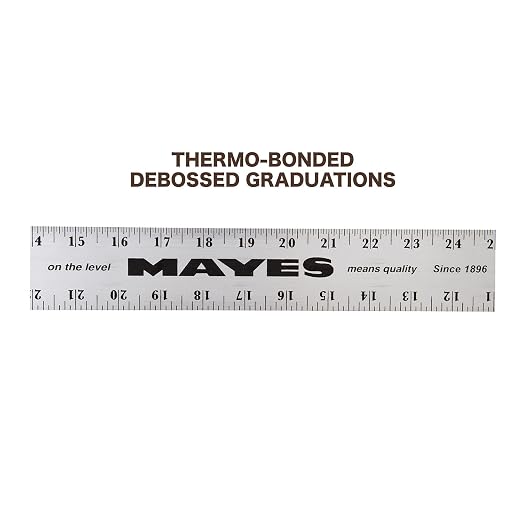 Mayes 10208 36 Inch Straight Edge Aluminum Ruler, Heavy Duty 36 Inch Ruler with Standard Measurements, Extra Thick Precision Straight Edge, Made in USA