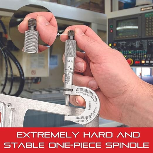 Starrett Outside Micrometer with One-Piece Spindle, Satin Chrome Finish and Advanced Sleeve Design - Quick and Easy Adjustment, 1-2" Range, .0001" Graduations - T2XRL