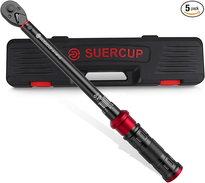 SUERCUP 3/8-inch Drive Torque Wrench - 10-110 ft.lb/13.6-149.2Nm, Dual-Direction Adjustable 72 Tooth Click Torque Wrench for Bicycle, Moto and Car Maintenance
