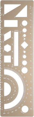 HARFINGTON Multifunctional Geometric Rulers 15cm Metric and SAE Aluminum Straight Edge Protractor Angle Math Measuring Ruler Geometric Drawings Templates for Drawing Drafting, Gold
