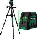 RockSeed Dual Modules Line Laser with 47 inch Iron Tripod, Self Leveling Laser Level, Horizontal and 150° Vertical Green Beam, 2 AA Batteries, Carrying Bag, for Home Decoration/DIY/Construction Site