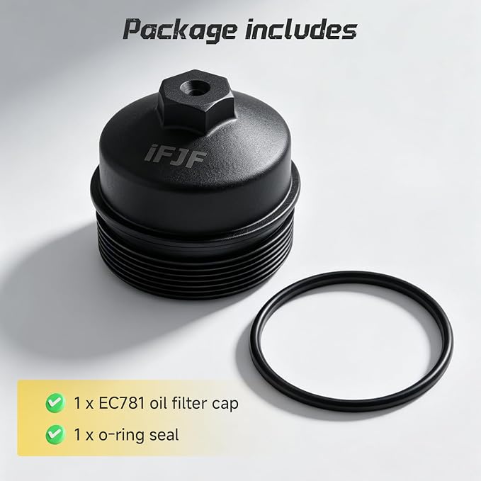 iFJF EC781 Oil Filter Plastic Cap Replacement for Ford 6.0L Powerstroke | for F250-F550 6.4L, Seamless Seamless-System Integration, 3K-5K Mile Routine Maintenance Ready, Fast Back-on-the-Road Setup