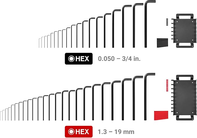 TEKTON Flat End Hex L-Key Set, 43-Piece | KLX99302 | (0.050 - 3/4 in., 1.3 - 19 mm), Manganese Phosphate Finish, Holder, Rack