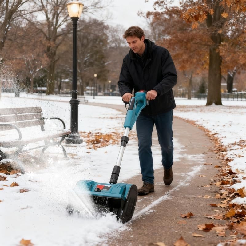 Brushless Cordless Electric Snow Shovel for use with 21V Battery, 12” Snow Thrower with Adjustable Direction, Lightweight Snow Removal Tool for Driveway,Patio,Walkways