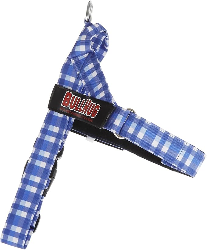 Adjustable Dog Harness– No Pull, No Choke – for English Bulldogs, French Bulldogs, Pugs & Broad-Chested Breeds – Easy, Safe Walks (BLUEWHITE, Medium)