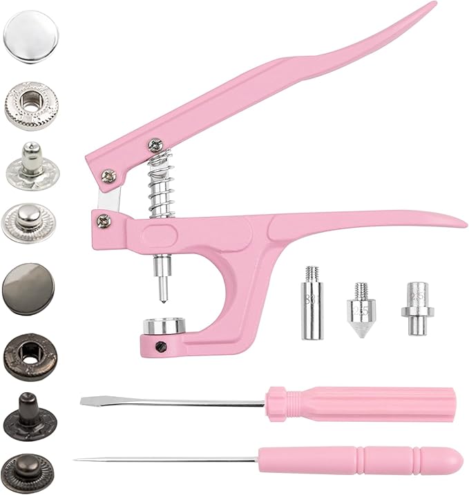 NXTOV 50 Sets Metal Snap Buttons with Pliers, 15mm Leather Snap Fasteners Kit with 5 Pieces Fixing Tools, 6 Colors Craft Snaps for Clothes, Windbreaker, Shirts, Jacket, Backpacks, Wallet,Bags