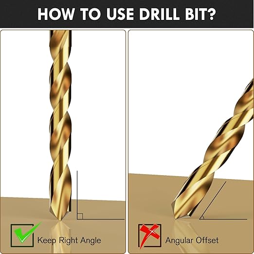 Drill Bit Set, 16Pcs 1/8" Titanium Twist Drill Bit for Sheet Metal, Wood, Plastic, Quick Change Design