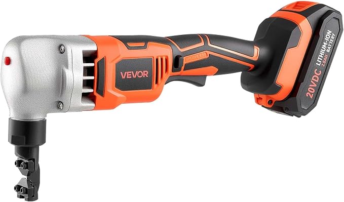 VEVOR Cordless Metal Nibbler, with 18 V 2000 mAh Battery, 1200 RPM Brushless Motor, Electric Nibbler Metal Cutter with Plastic Carrying Case for Cutting Stainless Steel, Aluminum, and Copper Sheet