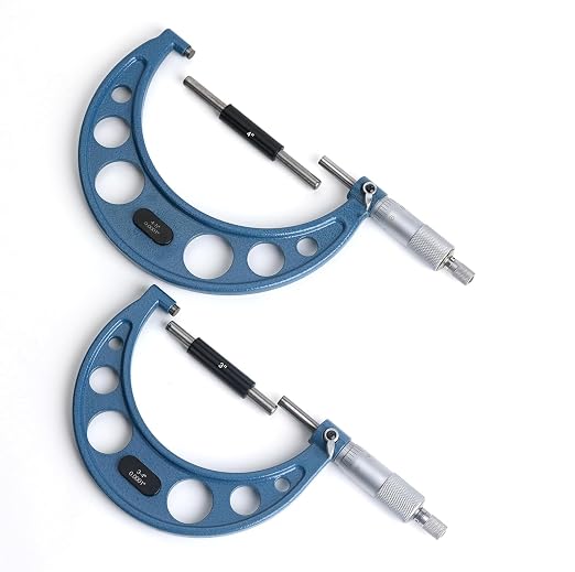 6PCS Outside Micrometer, 6” Micrometer Set, High Precision 0.0001” 0-1"/1-2"/2-3"/3-4"/4-5"/5-6" Machinist Tools, Micrometer Set, with Calibration Standard, Wrench