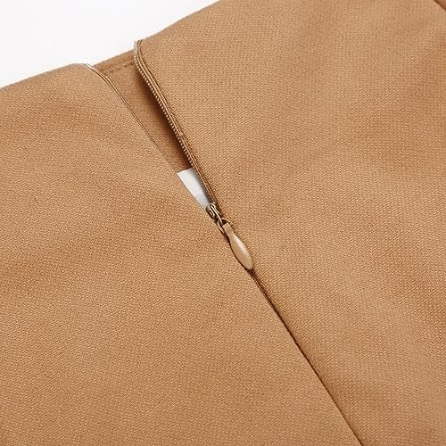 IDEALSANXUN Plaid Skirts for Women Fall Winter Knee Length Pencil Wool Skirt with Slit