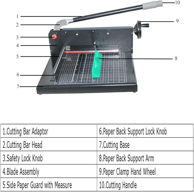 INTBUYING Paper Cutter Guillotine Style Heavy Duty Manual Stack Paper Trimmer Max 12.2in with Safety Protection for Home Office