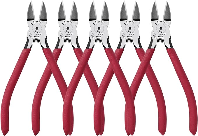 IGAN-P6 Wire Flush Cutters (Pack of 5), 6-inch Ultra Sharp and Powerful Side Cutter Clippers, Ideal Wire Snips for Handmade and Any Clean Cut Needs
