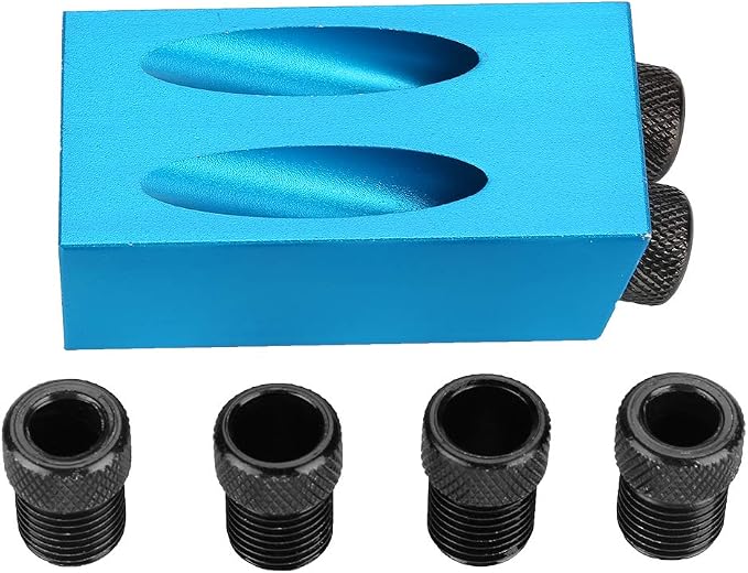 Pocket Hole Jig Kit, 15 Degree Woodwork Oblique Hole Positioner 6/8/10mm for Woodworking Angle Drilling Holes, Angle Carpentry Locator Jig