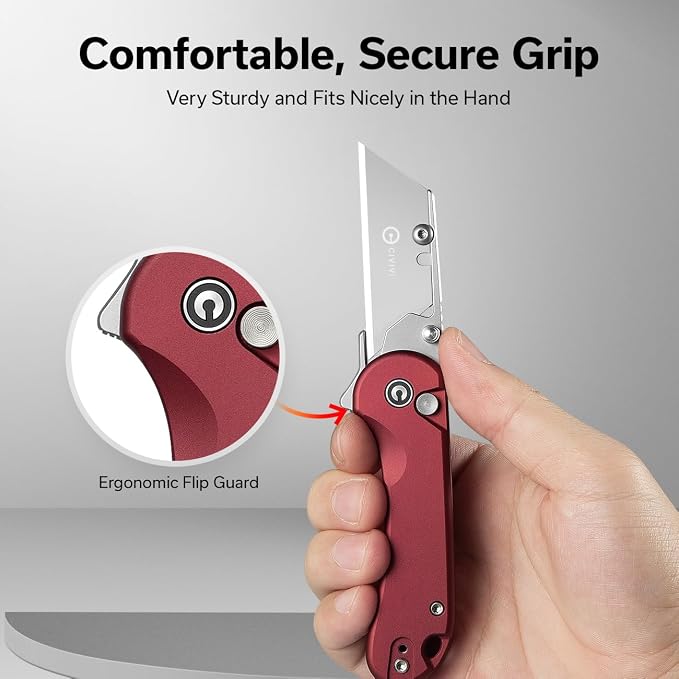 CIVIVI Folding Utility Knife Box Cutter, Elementum Utility Pocket Edc Knife with 3Pcs Extra Razor Blades, Three Ways to Open, Ideal Gifts for Men Women C23039B-5