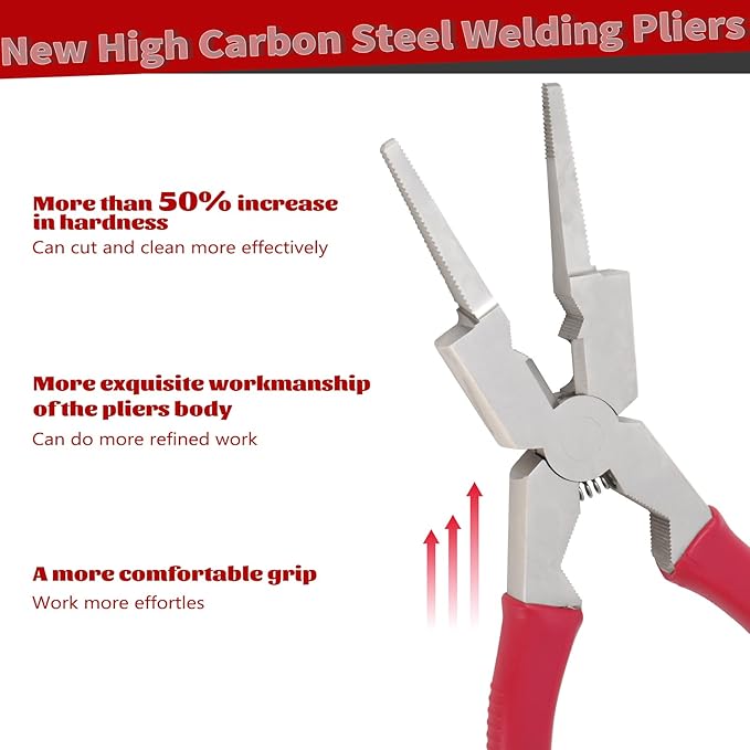 8"MIG Welding Pliers, Multi-functional Carbon Steel MIG Pliers with Insulated Handle, Long Nose Wire Cutting Plier for Professional Welding - Reliable and Durable (Upgraded 1Pack)