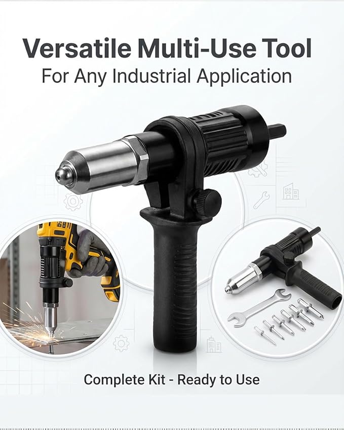 Pro-Grade Electric Rivet Gun Adapter – Turn Your Drill into a Riveting Beast,Professional Electric Rivet Gun Adapter Kit