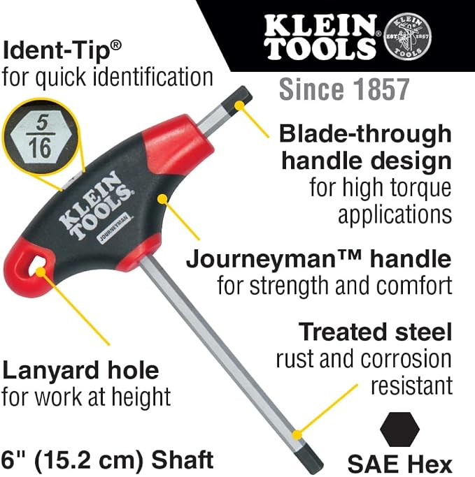 Klein Tools 10-Piece SAE Inch T-Handle Hex Key Set with Stand and 8-Piece Metric Ball End T-Handle Hex Key Set