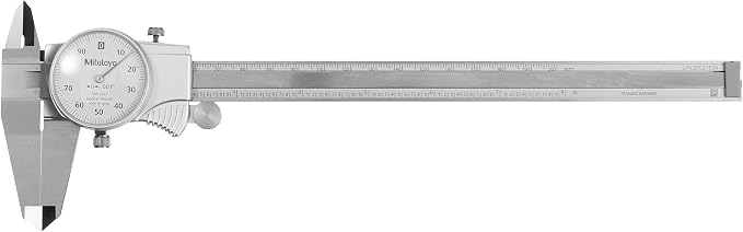 Mitutoyo 505-743J Dial Caliper, 0-8" Range, 0.001" Graduation, 0.1"/Rev, Smooth Dial Movement with Shock Protection, TiN Coated Sliding Surface for Wear Resistance, Lock Screw | 0.001" Graduation