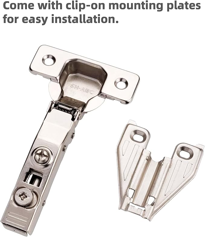 DecoBasics (20 PCS) Full Overlay Soft Close Cabinet Hinges for Kitchen Cabinets - 105° Face Frame Concealed Cabinet Door Hinge -3 Way Adjustability -Clip on Plate & Matching Screw 4 Easy Installation