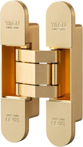 YAGU 5.5 inch Hidden Door Hinge 3 Way Adjustable Invisible Hinges for Doors Zinc Alloy Secret Door Hinges Concealed Door Butt Hinge 180 Degree Swing Matte Gold Door Hinge 1PC