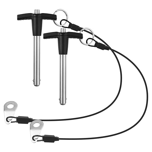 2 Pack T Handle Quick Release Pin 5/16 Inch Diameter,304 Stainless Steel Ball Locking Pin with Push Button Lanyard Usable Length 1.97"(8mm x 50mm)