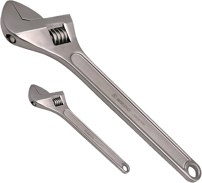 WEDO 2PCS Adjustable Wrench Set 4",12",Stainless Steel | Wide Jaw Spanner,Professional Spanner,Precision Jaws,Corrosion Resistant,For Automotive,Home and Plumbing Repairs