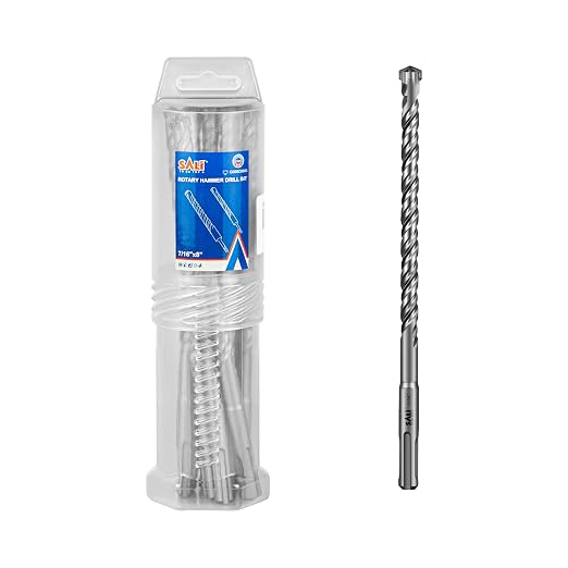 SALI 10PCS 7/16"*8" SDS Plus Rotary Hammer Drill Bit Concrete Drill Bit Kit Cross-Type Double Thread Carbide Material Suitable for Brick, Cement Walls, Stone, Hammer Drill Bits