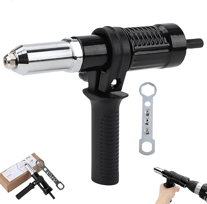 Electric Rivet Gun Adapter,Rivet Adapter for Drill,Professional Electric Rivet Gun Adapter Kit,Alloy Steel Riveting Tool for Metal & Aluminum Work