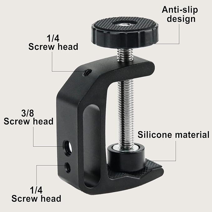 Universal C-Clamp With 1/4 And 3/8 Thread Hole For Desktop Mount Holder LCD Monitor Flash Desks Carts Benches Worktables (2)