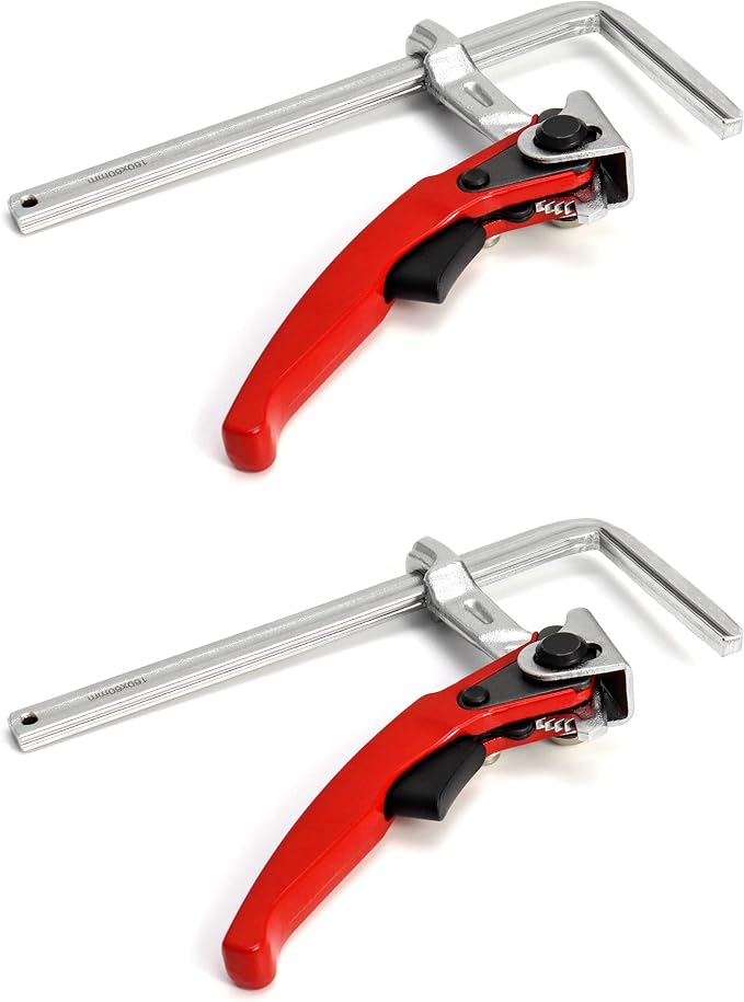 QWORK Ratcheting Table Clamp, 2 Pack Quick Release Bar Clamp with 6-5/16" Capacity and 2-5/16" Throat Depth for Sanding, Cutting