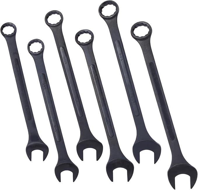 6PC Jumbo Combination Wrench Set, SAE, 1-3/8" to 2", Extra Large Wrenches | 1-3/8", 1-1/2", 1-5/8", 1-3/4", 1-7/8", 2 inch, Extra Large Combination Wrench Sets with Pouch (6PC-SAE)