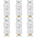 Baomain 6-Pack Double Toggle Light Switch,15 Amp 125V Two Single Pole Residential Grade,On/Off Electrical Wall Switch Self-grounding, Glossy White ETL Certified