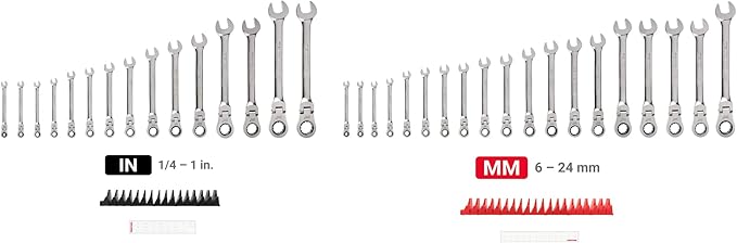 TEKTON Flex Head Ratcheting Combination Wrench Set, 34-Piece | WRC95305