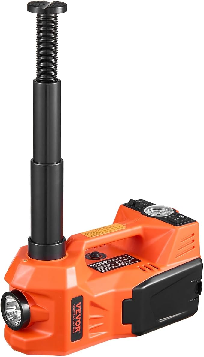 VEVOR Electric Car Jack, 5 Tons /11000 lbs Electric Jack with Built-in Inflator, 12V Adjustable Tire Change Replacement with Secure Hammer & LED Light, Portable Jack kit for Sedan, SUV, Truck